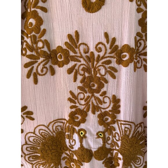 Arte Mexicano Womens Caftan Size M Pink Cotton Hand Embroidered Vintage Rare - Picture 8 of 16